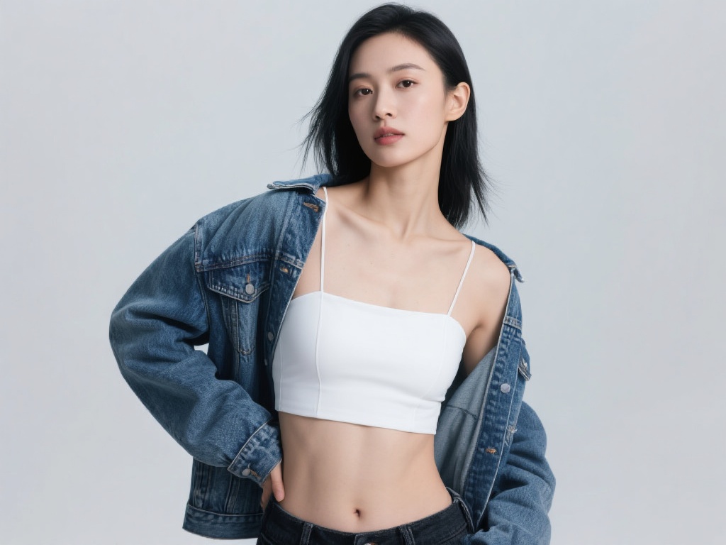 吴艳妮新造型亮相,白色抹胸配牛仔外套吸睛 在时尚世界中,白色抹胸一直被视为女性气质